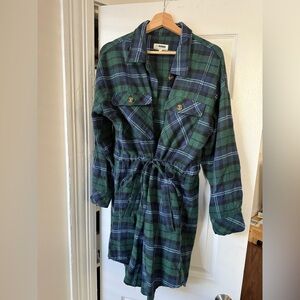 Cozy Green and Blue Flannel Dress